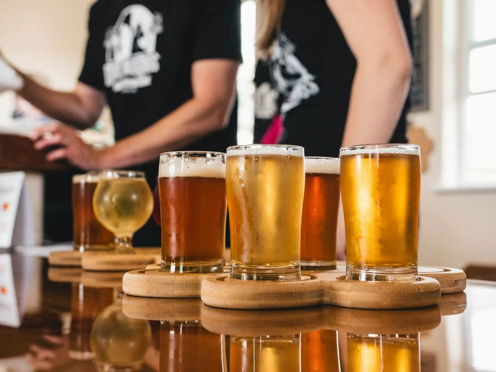Different samples of beer.