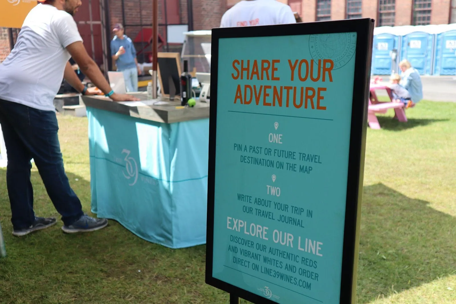 Asking consumers to share their adventures at a brand event in a sunny location.