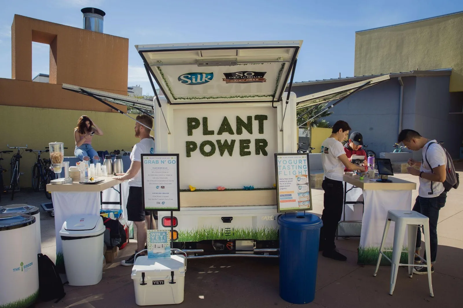 Very specific messages of "Plant Power" at a Silk experiential marketing venture.
