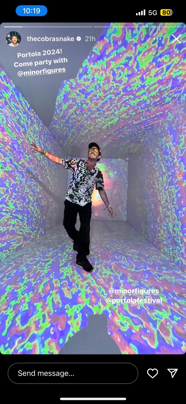 Social media story screenshot showing user-generated content from an immersive branded festival installation